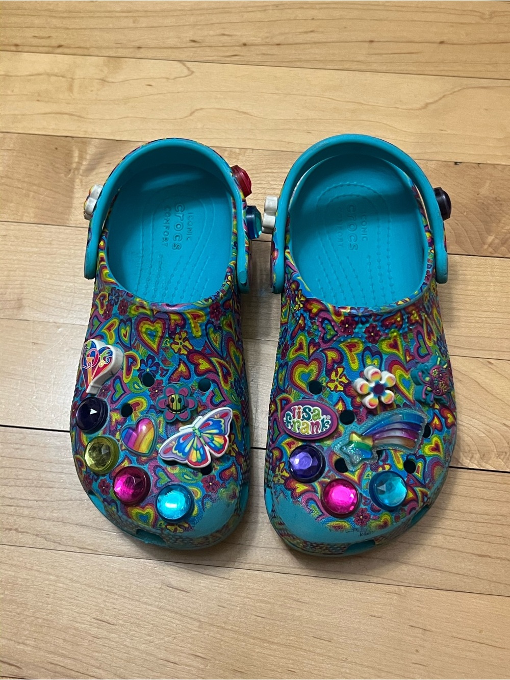 Lisa Frank Classic Clog Crocs with Charms Girls Child Size 12 READ